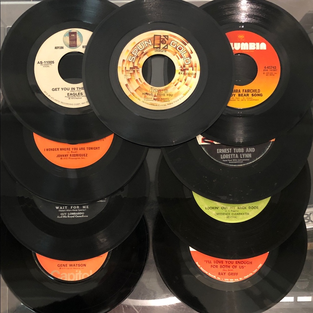 9 Assorted 45 RPM Vinyl Records